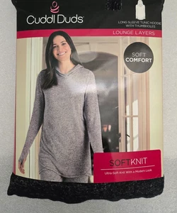 Cuddl Duds Langarm Tunika Hoodie mit Daumenlöchern weicher Strick schwarz/grau - Gr. - Bild 1 von 9
