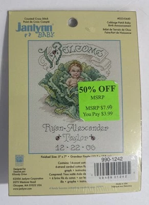 Janlynn "CABBAGE PATCH BABY BIRTH ANNOUNCEMENT" Cross Stitch Kit #023-0440- 5x7 - Image 1 of 4