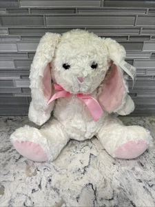 LARGE WHITE PINK BUNNY RABBIT PLUSH STUFFED ANIMAL - Picture 1 of 6