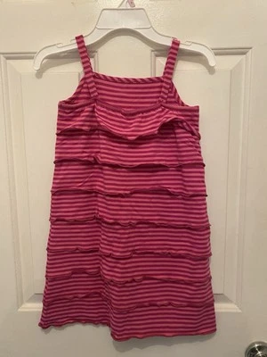 Hanna Andersson розовый в полоску регулируемые ремни ярусный бак платье размер 120 новый без ЯРЛЫКОВ - Изображение 1 из 4