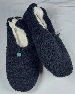 Auden Womens Faux Fur Slipper Socks Black And White Medium 8-10 Drawstring (TT)  - Picture 1 of 4