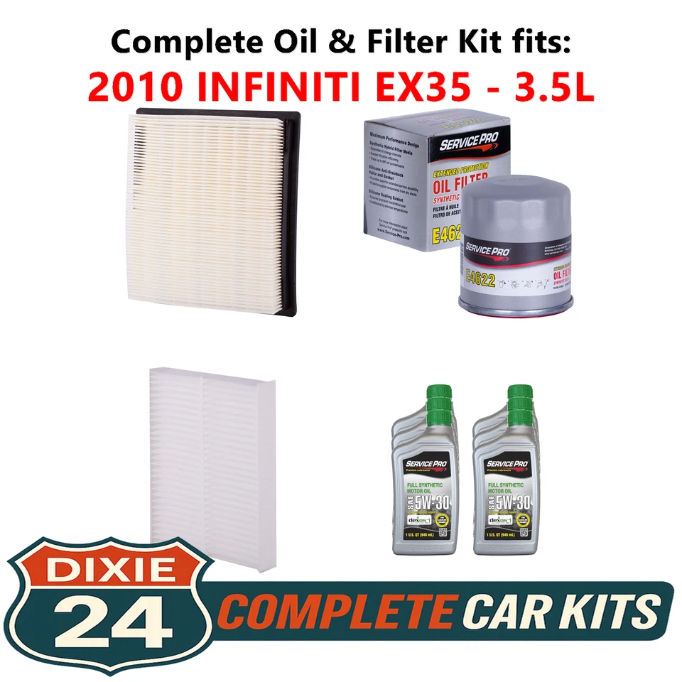 2010 INFINITI EX35 3.5L Complete Oil, Air & Cabin Filter Kit (5W-30) Foto 1 de 4
