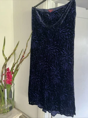 Monsoon Long Velvet Skirt Size 16 Purple Black Velvet Silk - Image 1 of 4
