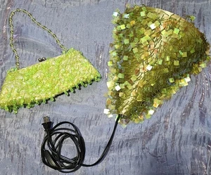 Beaded Chandelier Bright Yellow Green Jeweled Purse + Matching Lamp 😲 + More! - Picture 1 of 21