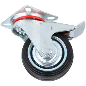 Rueda giratoria de goma de 3"/75 mm con freno para muebles paquete de 1 - Imagen 1 de 1