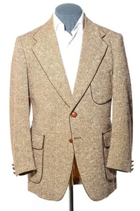 42R Slim Vintage 70s Mod McGregor Brown Speckled Patch Pockets Sport Coat Blazer - Picture 1 of 10