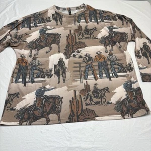 Two 2 Fly Horse Western Southwestern camicia manica lunga donna L/XL - Foto 1 di 7