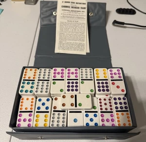 Dominoes by Cardinal Colorful Double Twelve w/ Case 92 Pc - Picture 1 of 3