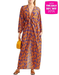 RRP€910 BORGO DE NOR Maxi Dress UK10 US6 IT42 M Floral V-Neck Made in UK - Picture 1 of 6