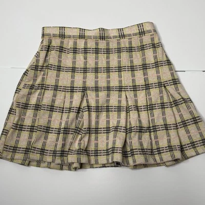 Медовая плиссированная юбка Free People размер 4 дюйма ретро солнечная клетчатая мини-юбка в клетку - Изображение 1 из 4