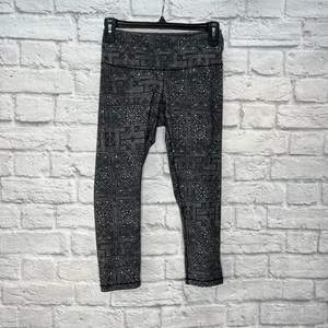 prAna Womens Capri Leggings Charcoal Gray Geometric Size XS Workout Yoga - Picture 1 of 4