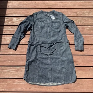 Lands End camicia abito donna blu denim manica lunga tasche con bottoni tg 16 - Foto 1 di 10