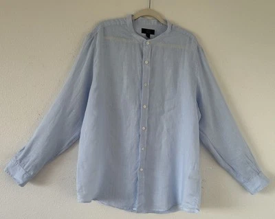 Club Room Luxury 100% Linen Buttons Up Blue Round Neck Men’s Shirt Size XL - Image 1 of 4