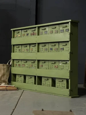 Antique Green Parts Cabinet - Image 1 of 4