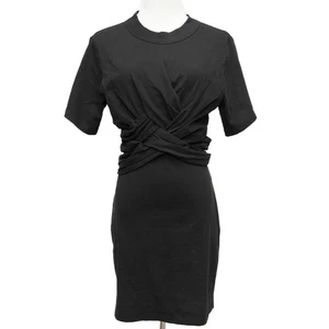 Alexander Wang Black Cotton Cross Front Draped Dress Size Small - Picture 1 of 12