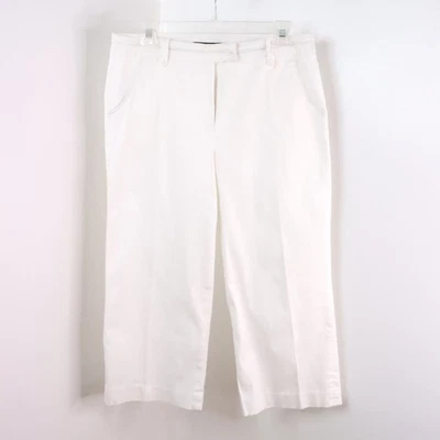 Larry Levine Women's 10 White Stretch Cotton Capri Pants - Image 1 of 4