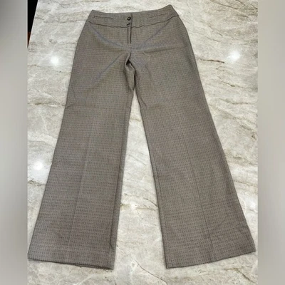 Nic + Zoe Vintage Beige Black Micro Plaid Wide Leg Trousers High Waist Size 8 31 - Image 1 of 4
