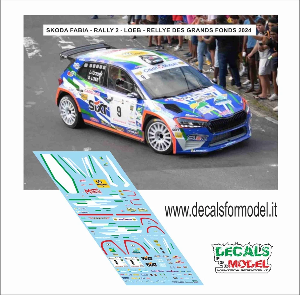 DECALS 1:43 SKODA FABIA RALLY 2 LOEB RALLYE GRANDS FONDS 2024 - Immagine 1 di 1