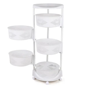 5 Tiers Kitchen Storage Rack Floor Standing Movable Homes Storage Shelf Holder - Picture 1 of 12