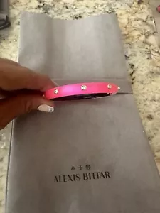 100% Authentic Alexis Bittar Neon Pink Lucite & Crystal Hinge Bracelet $225 - Picture 1 of 22