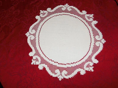 New White lace  Encore design Doily  14"round - Image 1 of 2