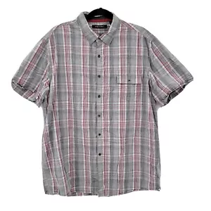 Camisa Axist Para Hombre XXL 100 % Algodón con Botones Mangas Cortas a Cuadros Gris Rojo Informal - Imagen 1 de 5