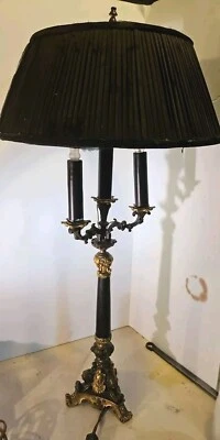 Candelabro de mesa antigo do início do século XIX inglês dourado bronze e preto 25" - Imagem 1 de 4