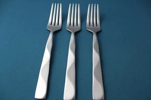 3 Salad Forks Dansk ORIGAMI FROST Stainless Korea 7" - Picture 1 of 5