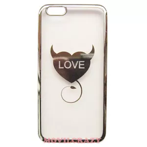 FUNDA TAPA GEL TPU CUSTODIA PARA IPHONE 6 PLUS 5.5" DIBUJO CORAZÓN LOVE PLATEADO - Imagen 1 de 2