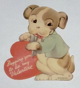 Tarjeta de San Valentín de colección Little Puppy con corazón mendigo - Hecha en EE. UU. - Imagen 1 de 5