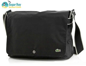 LACOSTE MESSENGER BAG Large Vintage M86 New City Casual 7 Black NEW - Picture 1 of 10