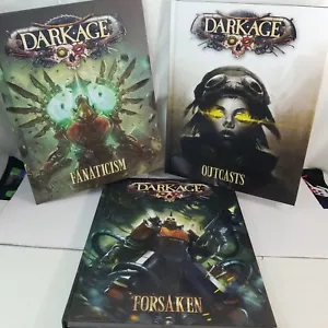 3 Dark Age RPG Hardcover Books FORSAKEN, Outcasts & FANATICISM sealed CMON NEW - Picture 1 of 24