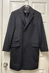 Saks Fifth Avenue Over Coat Men’s Black Wool Cashmere Blend Removable Bib Small - Picture 1 of 13