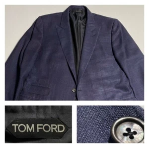 Tom Ford Silk Mohair Wool Indigo Blazer Jacket Peak Lapel EU 60 Slim US 46-48* - Picture 1 of 24
