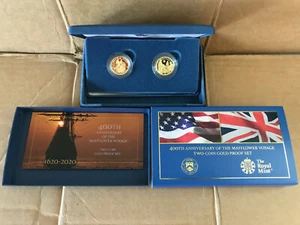 400th Anniversary of the Mayflower Voyage Two-Coin Gold Proof Set 20XA USA + UK - Picture 1 of 12