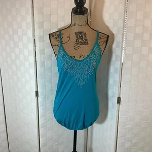 spoiled teal feather beaded tank size small - Picture 1 of 7