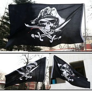 5'x3' Fashion Skull and Cross Crossbones Sabres Swords Jolly Roger Pirate Flags - Picture 1 of 8