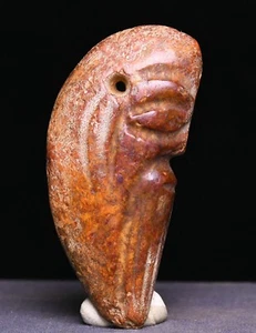 Colgante amuleto cara persona tallado en jade antiguo cultura Hongshan de 7 cm China - Imagen 1 de 5