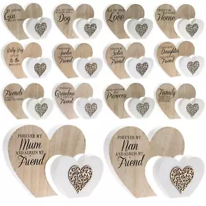 Large Wooden Heart Sentiment Plaque Ornament Family Friends Loved Ones  Gift - Picture 1 of 29