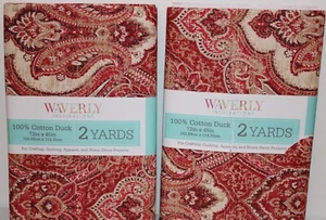 WAVERLY INSPIRTAIONS EMPEROR-RED 100 % COTTON DUCK FABRIC NEW W/TAG 4 Yards - Picture 1 of 3