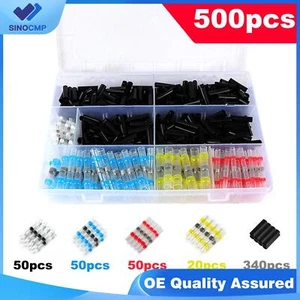 500 PIEZAS Terminales a tope termorretráctiles impermeables Sello de soldadura Conector de cable de un solo paso - Imagen 1 de 8