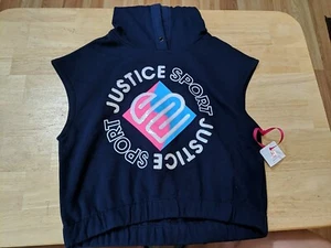 New Girls Size 10 Cutoff Hoodie By Justice - Picture 1 of 5