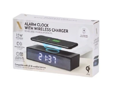 Xtronic Wecker Alarm LED Anzeige Uhr mit Qi Schnell Wireless Ladegerät - Bild 1 von 2
