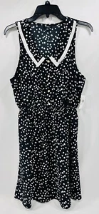 Rhapsody Dress Women's Sz L Black Sleeveless Button Up Polka Dots Flowy NWT - Picture 1 of 12