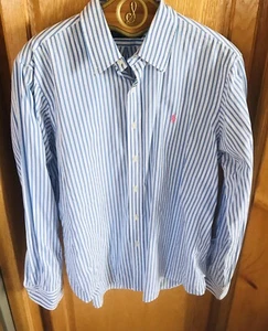 Polo Ralph Lauren blau gestreiftes Button Down Hemd Gr. Large chemisch gereinigt - Bild 1 von 4