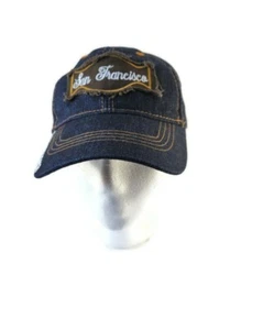 Baseballmütze San Francisco schwarz Denim abgenutztes Logo Erwachsene LANZA USA - Bild 1 von 5