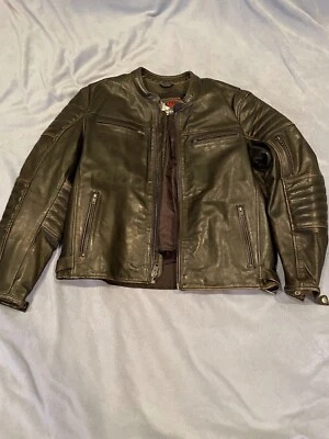 Chaqueta de cuero First Manufacturing, talla XL, color marrón oscuro Foto 1 de 2