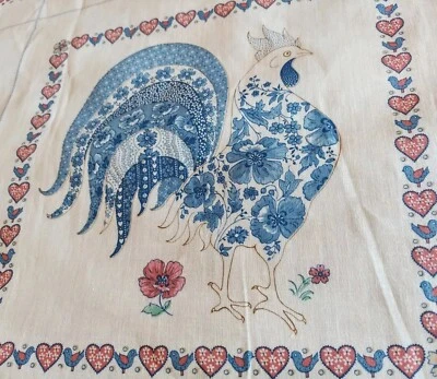 VTG Joan Kessler Cut & Sew Cotton Fabric 21"x 45" Farm Animals Country 8 Squares - Image 1 of 4