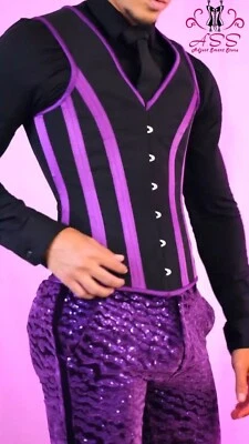 Colete espartilho masculino aço cintura desossada treinador controle de barriga cadual formal colete de festa - Imagem 1 de 4