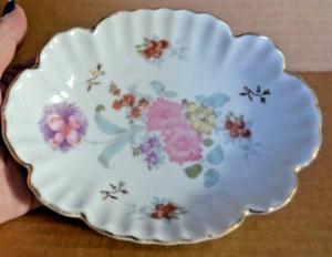 Bandeja de tocador floral Royal Crown plato de baratija tazón pintado a mano #3990 - Imagen 1 de 6